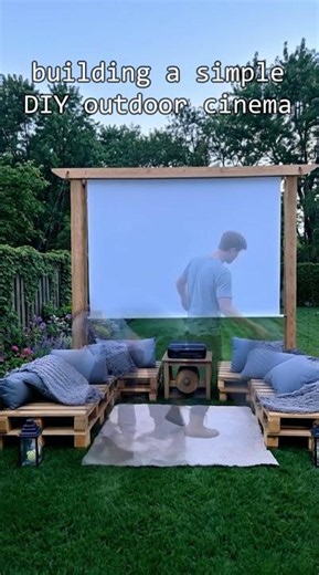 Built an outdoor cinema in my backyard 🎬🌙