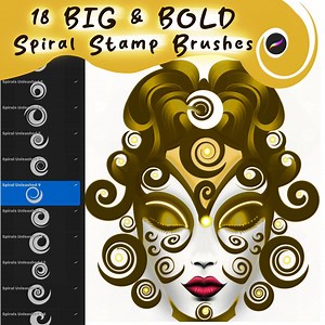 18 Big & Bold Spiral Procreate Stamp Brushes Spirals Unleashed - Etsy Canada