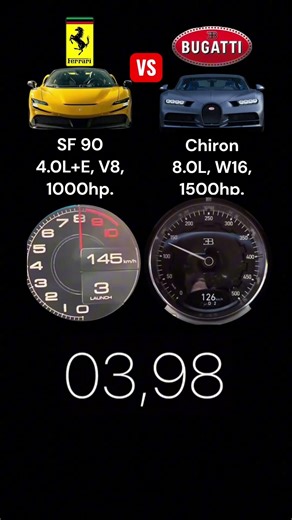 Ferrari SF90 vs Bugatti Chiron. #ferrari #bugatti #sf90 #chiron