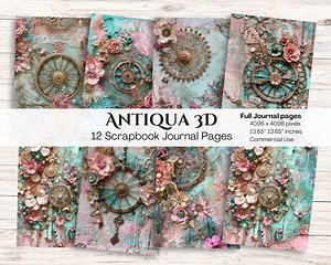 Shabby Chic Aqua Pink Digital Paper | Rustic | Vintage Craft Scrapbook Paper | Boho Crafting Paper | Commercial Use | Instant Download - Etsy Australia