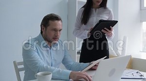 Secretary Undoing Buttons and Flirting with Chief Stock Video - Video of behavior, formal: 107707033