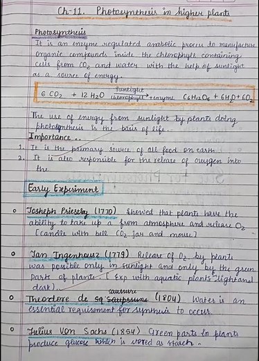Biology class 11 || Photosynthesis in higher plants || Notes #notes_making #neet