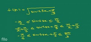 Domain and range of the function f(x)=\sqrt{\sin ^{-1}(3 x)+\fr... | Filo