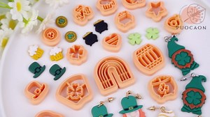 Puocaon St Patrick's Clay Cutters - 12 Pcs Clay Cutters for Polymer Clay Earrings, Leprechaun Hat Boot Clay Cutters for Polymer Clay, Clover Balloon Clay Jewelry Cutters, Coin Jar Clay Jewelry Cutters