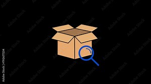 magnifying glass on cardboard icon Animation with transparent background