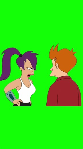 Leela "you don't know anyone, all you do is watch TV" Futurama green screen