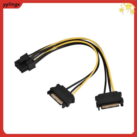 YYLINGX 15 Pin Male SATAs To PCI-E Adapter 8 Pin Female 0.2m Length Dual SATAs To 8 Pin Adapter Durable Video Card Power Cable Video Card GPU | Lazada PH