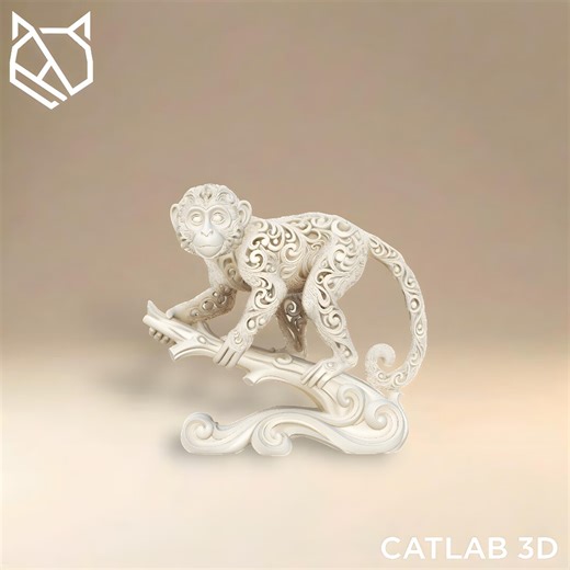Filigree Monkey Sculpture STL - 3D Printable Animal File - Home Decor - Etsy