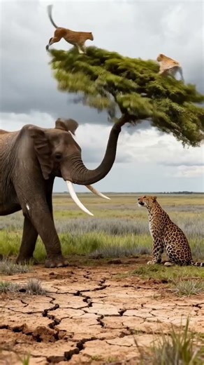 Giant Elephant Shakes Tree—Treetop Leopard Panics! 🐘🐆 #animals #animation #wildlife