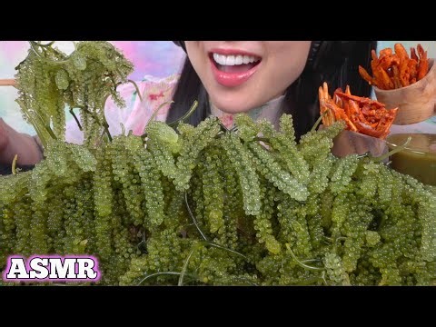 ASMR SEAGRAPES PLATTER + SEAFOOD SAUCE (CRUNCHY EATING SOUNDS) LIGHT WHISPERS | SAS-ASMR