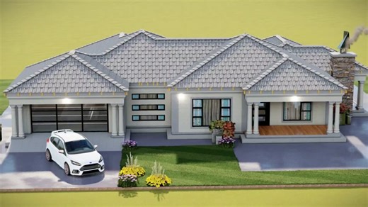 Modern 3 Bedroom House Plan with Garage and Study