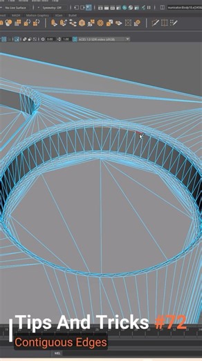 Select Contiguous Edges in Maya FAST ⚡ | Maya Modeling Tip #shorts #maya #3dmodeling