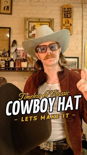 Everybody needs a good classic cowboy hat! Let’s make one and show you what we mean. we get a lot of questions on how to style a cowboy hat. In my opinion, there’s no wrong way to do it . But it definitely helps if you can match your hat with your shoes. And a cowboy hat always pairs well with a vintage jacket! | Wild Hats