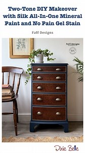 This dresser tells such a beautiful story with color and grain. 🌊 The frame, painted in Deep Sea Silk All-In-One Mineral Paint, shows off that deep navy elegance while providing the durability of built-in primer, paint, and topcoat. The drawers, refreshed with No Pain Gel Stain, reveal the natural beauty of the wood with rich, earthy warmth. Together, the two products bring new life to a classic piece—paint for sleek coverage, stain for timeless character. 💙 Can you imagine how this combo woul