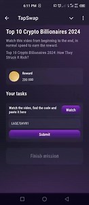 Tapswap cinema code Top 10 crypto billionaire 2024 Code👉 L6SE704V81 | Fk Tech