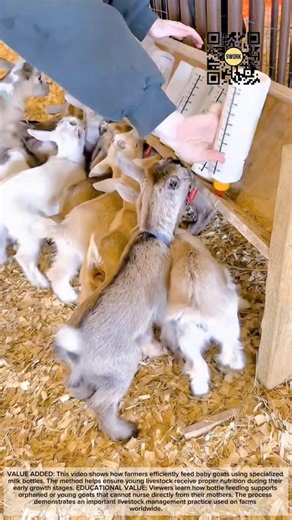 Bottle Feeding Baby Goats Using a Farm Milk Feeder #9work