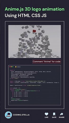 Anime.js 3D Logo Animation using HTML, CSS & JavaScript 🚀✨ #animation #code