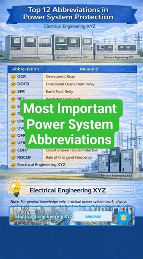 Top 12 Abbreviations in Power system protection #powersystems #shorts #video