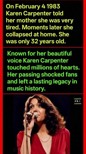 The Tragic Story Behind Karen Carpenter's Last Day 💔
