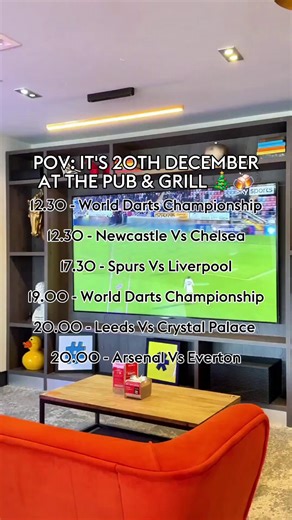 POV: YOU STAY AT THE PUB & GRILL ALL DAY BECAUSE THE SPORT LINEUP IS UNMISSABLE ⚽🎯 Christmas came early! Catch every goal, match, and bullseye on our HUGE TV screens with stadium-style seating. Enjoy our festive lineup of food and drink, whilst cheering on your favourites. Book your table now: https://www.village-hotels.co.uk/eat-at-village/book-a-table | Village Hotel Club