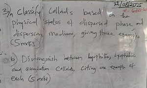 3) a) Classify colloids based on the physical states of dispers... | Filo