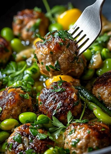 14K views · 102 reactions | Herb-Infused Meatballs with Broad Beans in Lemon Sauce Ingredients 1 egg ½ cup breadcrumbs 2 cloves garlic, minced ...... Full Recipe in Coʍmеոτ  | Fresh Recipes | Facebook