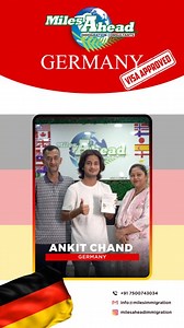 Exciting update from @milesaheadimmigration! Congratulations to Mr. Ankit Chand for successfully securing his Student Visa for Germany! Wishing him all the best for an amazing journey ahead! Ready to embark on your own adventure? Experience seamless visa processing with @milesaheadimmigration and unlock boundless opportunities in Germany! Start your visa journey with us today... 📞7500743034 📧 info@milesimmigration.com .. .. Social Media Partner - @contentedgers #studentVisa #MilesAheadImmigrat