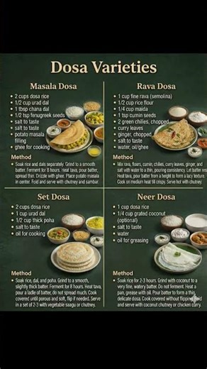 4 south indian dosa varieties recipe#viral#recipe#south#indian#indiancuisine#food#breakfast #morning