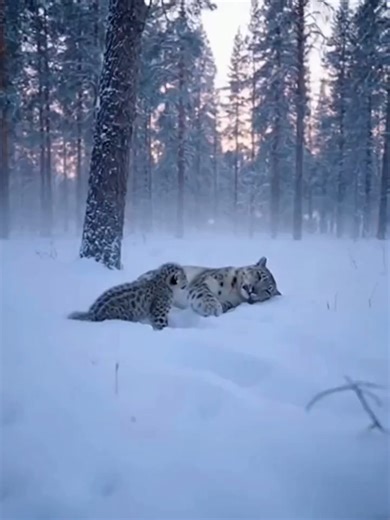 雪豹とその子供の感動的な生存物語