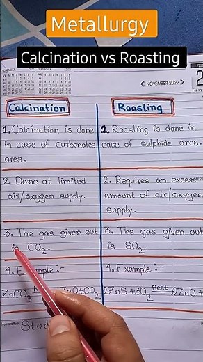 Roasting and calcination class 12 #shorts #youtubeshorts #viral #chemistry #neet