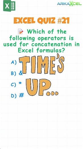 Excel Quiz Challenge #21 | Excel Test | Multiple Choice Questions | Tips & Tricks | #excel #Shorts