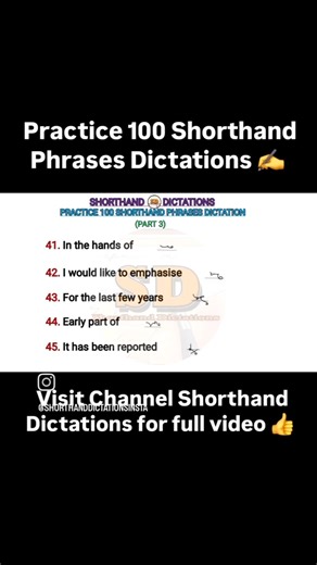 Practice 100 Shorthand Phrases Dictations ✍️. Subscribe @shorthanddictations2405 👍
