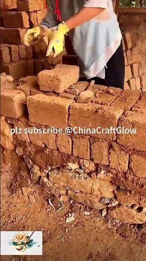 Traditional Chinese Earth Brick Building with Straw and Mud 🧱✨
