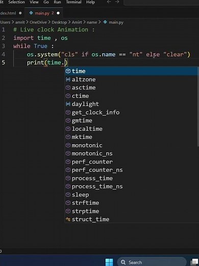 Live clock animation #shorts #python #programming