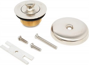 Lift and Turn Bathtub Tub Drain Assembly, Conversion Kit, Trim Waste and Single Hole Overflow Face Plate, All Brass Construction
