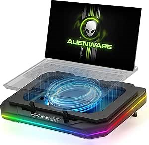 Cooling Pad for Dell Alienware m18 R2 R1 area-51 18 inch Gaming Laptop, It is a Well Deserved Heat Dissipation Monster,Cooler with Powerful Turbo Fan Can Fast Cooling,6 RGB Light Mode,Touch Start ﻿