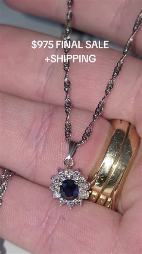 Stunning Sapphire and Diamond Pendant with Platinum Chain