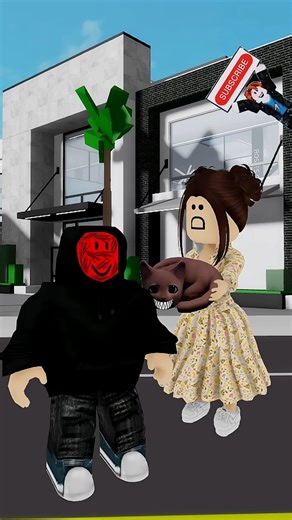 #bacon hair attacked by a cat in Brookhaven Roblox #shorts