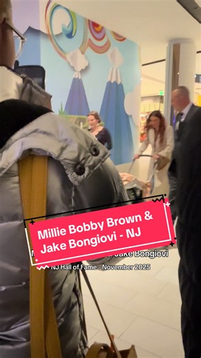 With all the Stranger things talk this week… I was reminded of that time Millie Bobby Brown and Jake Bongiovi walked by on their way out after the NJ Hall of Fame 2025 induction at the American Dream mall #milliebobbybrown #jakebongiovi #newjersey #halloffame #strangerthings
