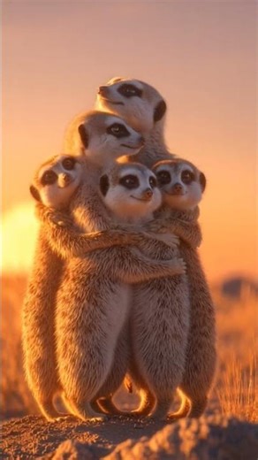 Meerkat families literally hug for warmth 🤗💛