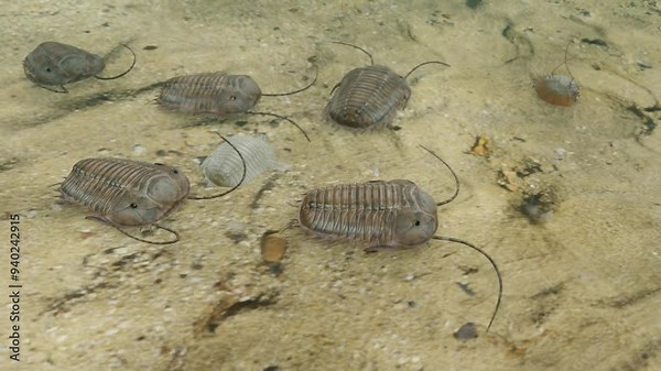 An animation of prehistoric Trilobites scavenging on a Silurian Period seafloor 420 million years ago.