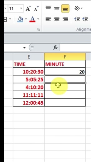 Time Function in excel