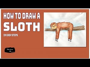 How to Draw a Cartoon Sloth on a branch step by step