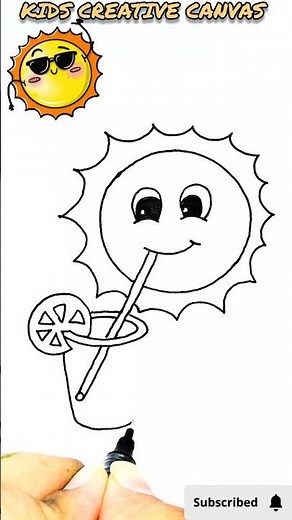 "Easy summer drawings⛱️🌞!" l #summer #kidscreativecanvasshorts l