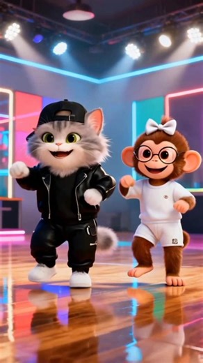 Kucing 🐱 & Monyet 🐒 Joget Lagu Tor Monitor Ketua! Bikin Ngakak 🤣 #shorts