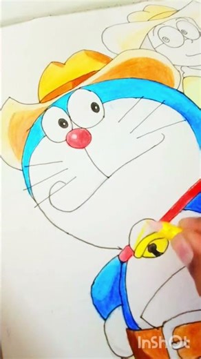 Doraemon💙 with Nobita💛 Drawing #shorts #art #doraemon