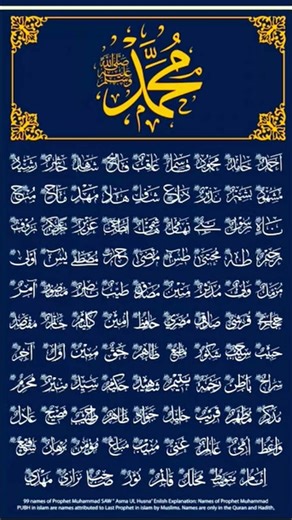 99 names of Prophet Muhammed