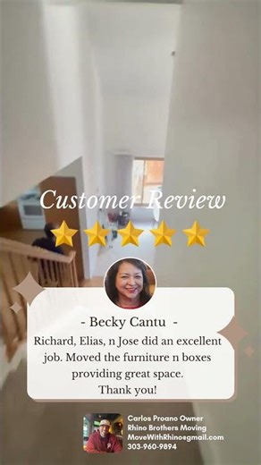 -Star Review & 100% Recommendation from Becky Cantu | Rhino Brothers Moving 🦏🚛