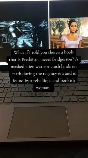 The Dreamer and the Deep Space Warrior is a sci-fi alien romance where the alien crash lands on earth during the regency era and meets a bookish spinster. It's the result of a Star Trek, Bridgerton, and Pred@tor binge gone wrong. Or right? some of the goods: the mask stays on, bookish FMC, he makes her read smut to him, touch her and 💀, ƙnøtťing #yautja #booktok #monsterromance #alienromance #scifiromance