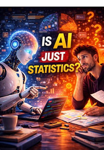 Is AI Just Statistics? 🤖📊 Many people say AI is just statistics, and in some ways that statement is partly true. Most modern AI systems are built on advanced mathematics, probability, and statistical models that learn patterns from large amounts of data. Instead of “thinking” like humans, AI analyzes huge datasets and calculates the most likely next word, image, or decision based on patterns it has seen during training. But it doesn’t stop at simple statistics. Modern AI combines statistics, m